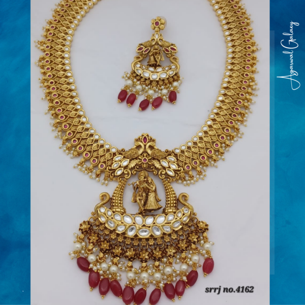 Golden Radha Krishan Long Necklace